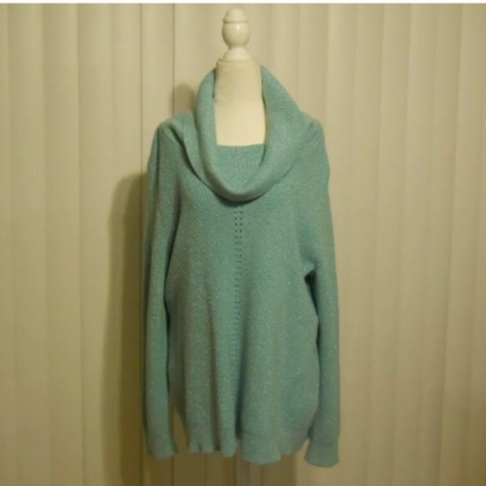 🆕Chico’s Kira Shimmer Cowl Neck Sweater  Glitter.